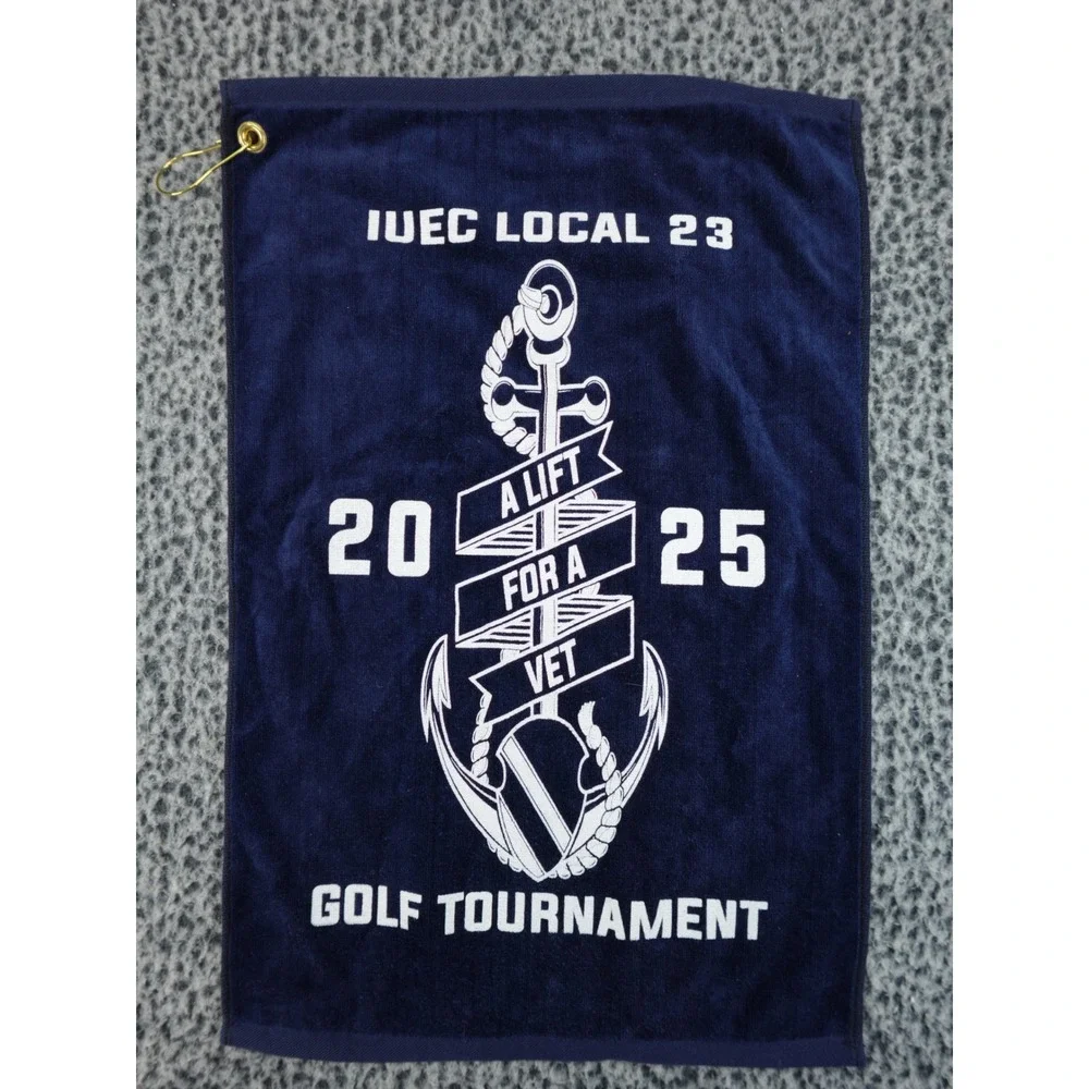 IUEC Local 23 Golf Tournament Towel 2025 A‎ Lift For A Vet Navy Blue USA Made